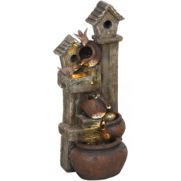 Outsunny 2 in 1 Resin Outdoor Waterfall Fountain with Birdhouse - Size: 94.5 x 32 x 38cm - Multi - Wilko - thumbnail 1