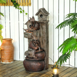 Outsunny 2 in 1 Resin Outdoor Waterfall Fountain with Birdhouse - Size: 94.5 x 32 x 38cm - Multi - Wilko - thumbnail 3
