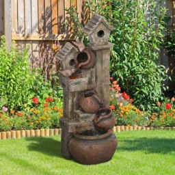 Outsunny 2 in 1 Resin Outdoor Waterfall Fountain with Birdhouse - Size: 94.5 x 32 x 38cm - Multi - Wilko - thumbnail 5