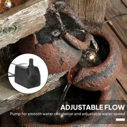 Outsunny 2 in 1 Resin Outdoor Waterfall Fountain with Birdhouse - Size: 94.5 x 32 x 38cm - Multi - Wilko - thumbnail 7