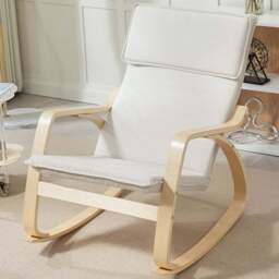 Portland Cream and White Rocking Chair with High Back - Size: Single - Wilko