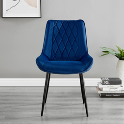 Furniturebox Arona Cesano Concrete Effect 6 Seater Round Dining Set Grey Black and Navy - Blue - Wilko - thumbnail 4