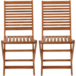 Charles Bentley Set of 2 Acacia Wood Foldable Patio Chair - Size: 1 Seater - Brown - Wilko - thumbnail 5