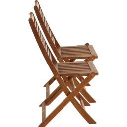 Charles Bentley Set of 2 Acacia Wood Foldable Patio Chair - Size: 1 Seater - Brown - Wilko - thumbnail 4