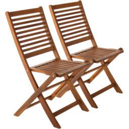 Charles Bentley Set of 2 Acacia Wood Foldable Patio Chair - Size: 1 Seater - Brown - Wilko - thumbnail 3
