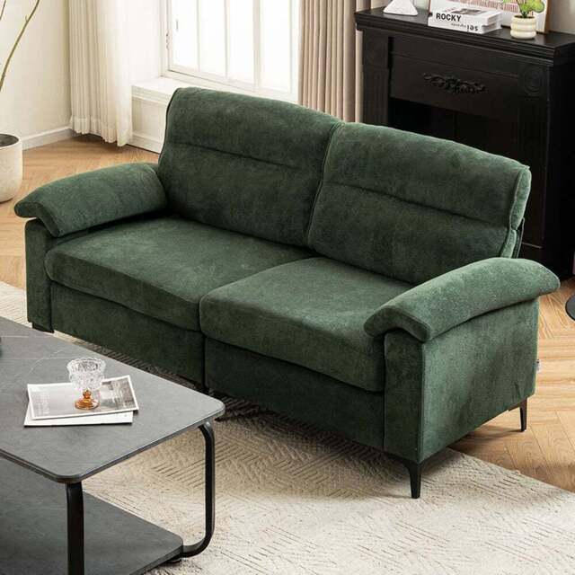 Living and Home 2 Seater Green Chenille Sofa - Wilko - image 1