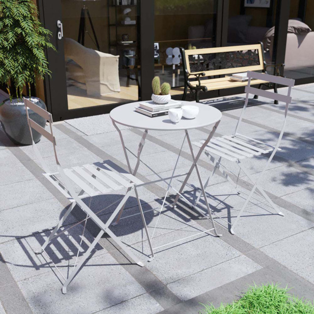 Garden Vida Porto Metal 2 Seater Bistro Set Light Grey - Wilko - image 1
