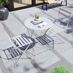 Garden Vida Porto Metal 2 Seater Bistro Set Light Grey - Wilko - thumbnail 4