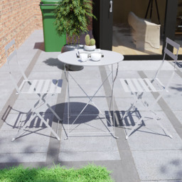 Garden Vida Porto Metal 2 Seater Bistro Set Light Grey - Wilko - thumbnail 5