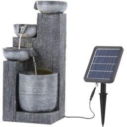 Living and Home 4 Tier Bowl Shaped Imitation Rock Solar Powered LED Water Feature - Size: 58 x 25.5 x 20cm - Grey - Wilko - thumbnail 1