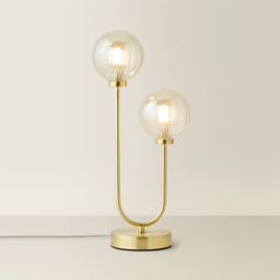 ValueLights Chessy 2 Way Ribbed Glass Globe Gold Stem LED Table Lamp - Size: 42 x 19 x 12cm - Wilko - thumbnail 6