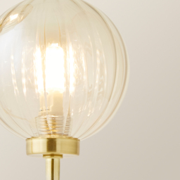 ValueLights Chessy 2 Way Ribbed Glass Globe Gold Stem LED Table Lamp - Size: 42 x 19 x 12cm - Wilko - thumbnail 4