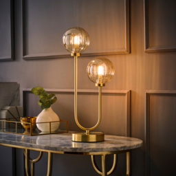 ValueLights Chessy 2 Way Ribbed Glass Globe Gold Stem LED Table Lamp - Size: 42 x 19 x 12cm - Wilko - thumbnail 7