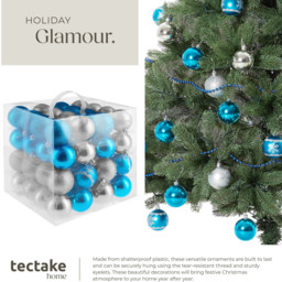 tectake Silver and Blue Shatterproof Christmas Baubles 64 Pack - Size: 6 x 6 x 6cm - silver/blue - Wilko - thumbnail 5