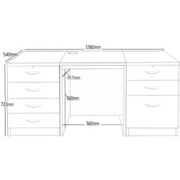 R White Cabinets 7 Drawer Grey Set-09 Desk - Size: 72.8 x 155.8 x 54cm - Wilko - thumbnail 6