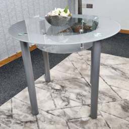 Kosy Koala 4 Seater Grey Glass Round Dining Table - Black - Wilko