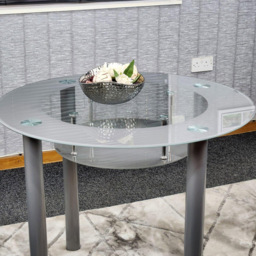 Kosy Koala 4 Seater Grey Glass Round Dining Table - Black - Wilko - thumbnail 6