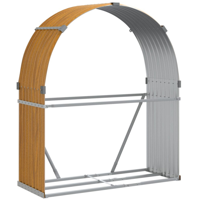 vidaXL Brown Galvanised Steel Firewood Log Holder 140 x 120 x 45cm - Wilko - image 1