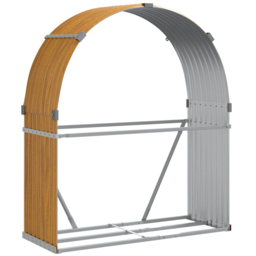 vidaXL Brown Galvanised Steel Firewood Log Holder 140 x 120 x 45cm - Wilko - thumbnail 1