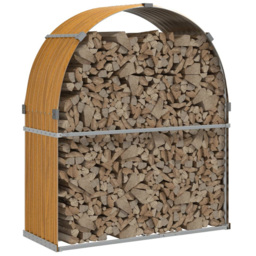 vidaXL Brown Galvanised Steel Firewood Log Holder 140 x 120 x 45cm - Wilko - thumbnail 3