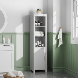 H&O Direct Single Door White Freestanding Bathroom Cabinet - Size: 161.5 x 40 x 30cm - Wilko - thumbnail 6