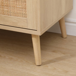 FurnitureHMD 2 Door Wooden and Rattan Weaving Sideboard - Size: 89 x 80 x 40cm - Natural - Wilko - thumbnail 5