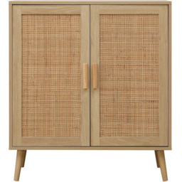 FurnitureHMD 2 Door Wooden and Rattan Weaving Sideboard - Size: 89 x 80 x 40cm - Natural - Wilko - thumbnail 3