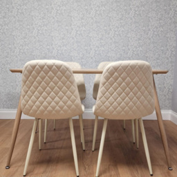 Kosy Koala 4 Seater Faux Leather Dining Set Cream - Beige - Wilko - thumbnail 7