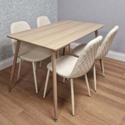 Kosy Koala 4 Seater Faux Leather Dining Set Cream - Beige - Wilko - thumbnail 1