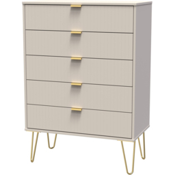 Crowndale Linear 5 Drawer Kashmir Matt Wide Chest of Drawers Ready Assembled - Cream - Wilko - thumbnail 3