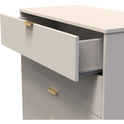 Crowndale Linear 5 Drawer Kashmir Matt Wide Chest of Drawers Ready Assembled - Cream - Wilko - thumbnail 7