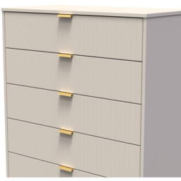 Crowndale Linear 5 Drawer Kashmir Matt Wide Chest of Drawers Ready Assembled - Cream - Wilko - thumbnail 6