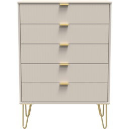 Crowndale Linear 5 Drawer Kashmir Matt Wide Chest of Drawers Ready Assembled - Cream - Wilko - thumbnail 4
