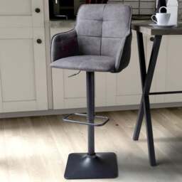 Orion Light Grey Suede Effect Bar Stool Set of 2 - Wilko