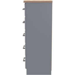 Crowndale Kent 5 Drawer Dusk Grey and Bardolino Oak Tall Bedside Cabinet Ready Assembled - Dusk Grey & Bardolino Oak - Wilko - thumbnail 4