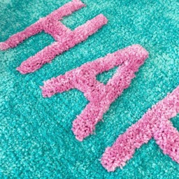 Mooky Mats Colourful Happy Slogan Turquoise and Pink Non Slip Bath Mat 50 x 80cm - Size: 50 x 80 x 1cm - Blue - Wilko - thumbnail 4