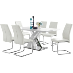 Furniturebox Columbia Fontana 6 Seater Dining Set White Gloss and Chrome - Wilko - thumbnail 3