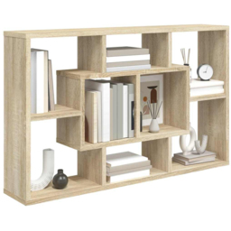 vidaXL 8 Shelf Sonoma Oak Geometric Wall Mounted Bookcase - Brown - Wilko - thumbnail 5