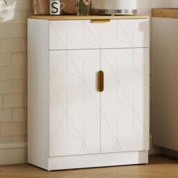 Portland 2 Door Single Drawer White Wooden Sideboard - Size: 18.5 x 40 x 94cm - Wilko - thumbnail 1