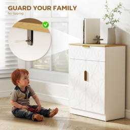Portland 2 Door Single Drawer White Wooden Sideboard - Size: 18.5 x 40 x 94cm - Wilko - thumbnail 7