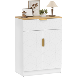 Portland 2 Door Single Drawer White Wooden Sideboard - Size: 18.5 x 40 x 94cm - Wilko - thumbnail 3