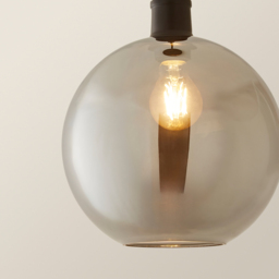 ValueLights Bellamy Single Smoked Glass Globe Matte Black LED Ceiling LED Pendant Light - Size: 134.5 x 25 x 25cm - Wilko - thumbnail 5