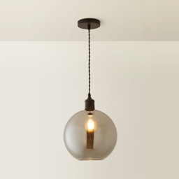 ValueLights Bellamy Single Smoked Glass Globe Matte Black LED Ceiling LED Pendant Light - Size: 134.5 x 25 x 25cm - Wilko - thumbnail 6