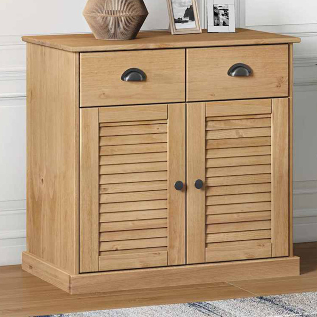 vidaXL 2 Door 2 Drawer Solid Pine Wood Sideboard - Size: 75 x 78 x 40cm - Brown - Wilko - image 1