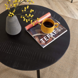 Home Source Caribou Black Mango Wooden Top Round Coffee Table with Iron Legs - Size: 40 x 70 x 70cm - Wilko - thumbnail 5