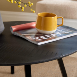 Home Source Caribou Black Mango Wooden Top Round Coffee Table with Iron Legs - Size: 40 x 70 x 70cm - Wilko - thumbnail 4