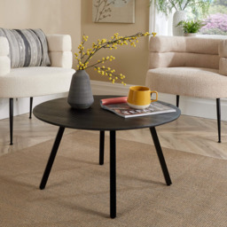 Home Source Caribou Black Mango Wooden Top Round Coffee Table with Iron Legs - Size: 40 x 70 x 70cm - Wilko - thumbnail 7