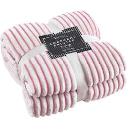 Velosso Pink Corduroy Printed Throw 150 x 200cm - Size: 150 x 200 x 1cm - Wilko - thumbnail 1