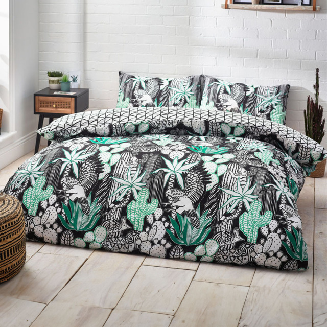 Style Lab Arizona Double Multicolour Duvet Cover Set - Green - Wilko - image 1