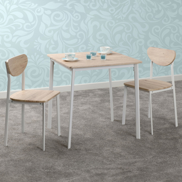 Seconique Riley 2 Seater Large Dining Set Light Oak Veneer and White - Wilko - image 1